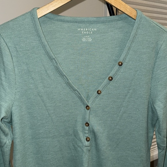 American Eagle Waffle Long Sleeve Henley - Picture 2 of 6